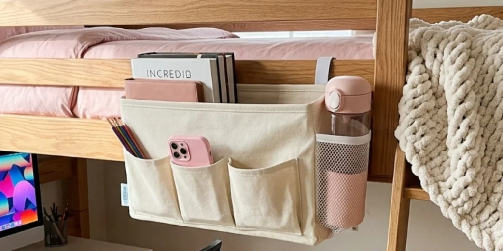 Bedside Caddy, Bedside Storage Bag Hanging Organizer for Bunk Bed