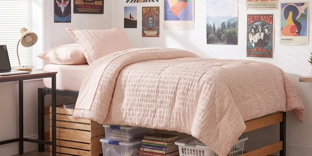 CozyLux Seersucker Comforter 5-Pieces College Set