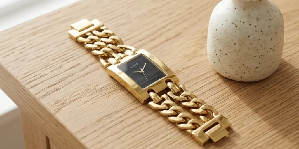GUESS Gold-Tone Multi-Chain Best Everyday Watches for Women