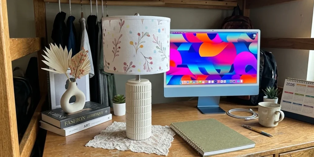 PoKat Bedside Table Bedroom Nightstand Lamp